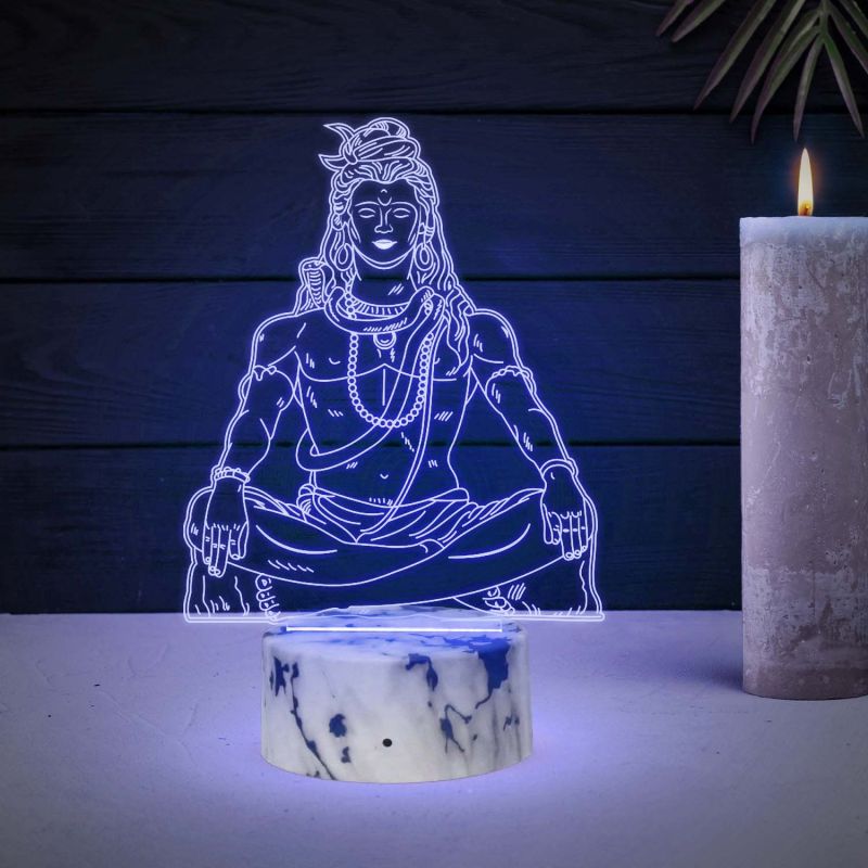 Lord Shiva Acrylic Night lamp with multicolored Light  Festival Gifts Meditation Lamp for Temple Room